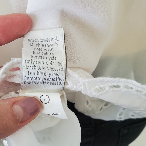 Sheer White Top with Embroidered Hem - Picture 12 of 15